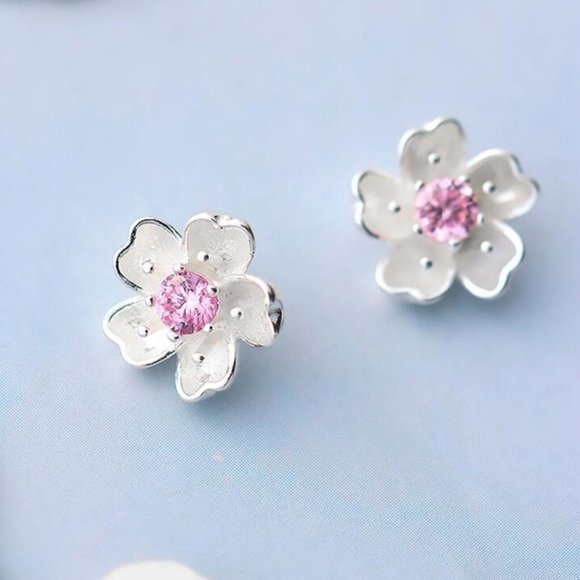 [Set of 4] NEW 925 Sterling Silver Cherry Blossom - Picture 2 of 11